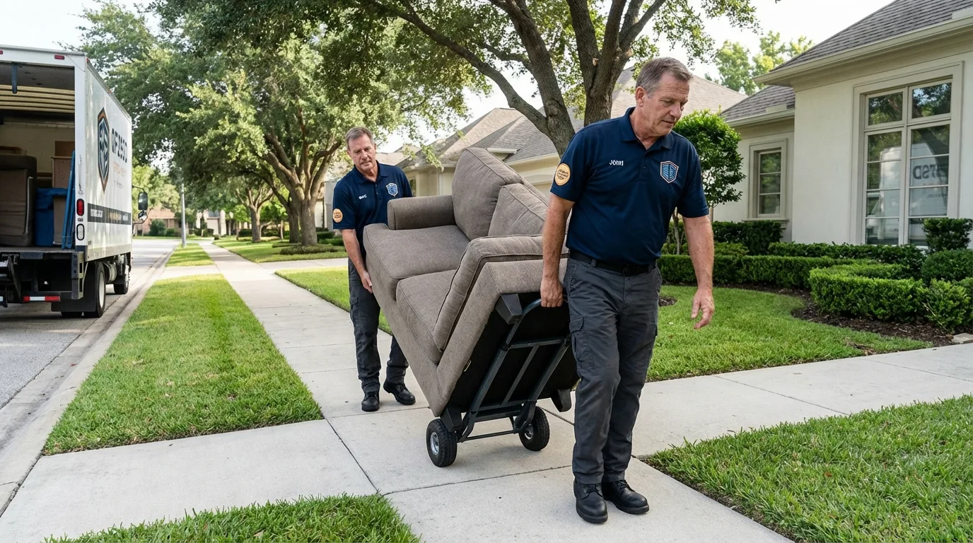 Local residential moving crew loading furniture in Hubbard Lake, MI