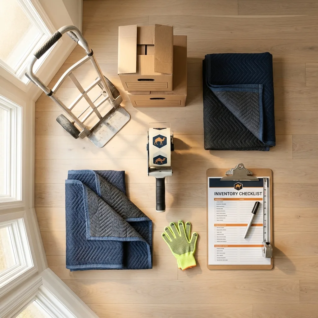 Professional moving supplies and packing materials layout for Hubbard Lake residential relocations